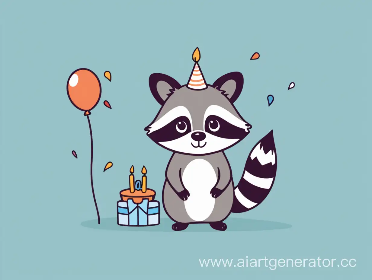 Happy birthday 35 years old with a cute minimalistic raccoon