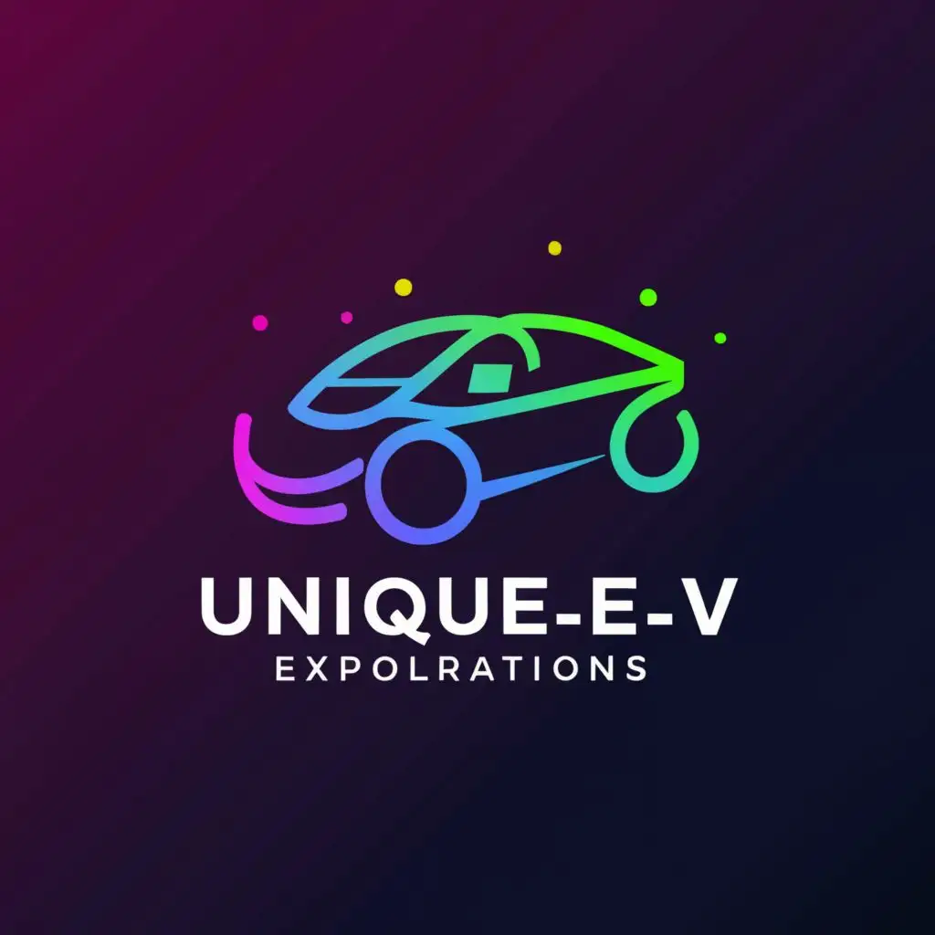 a logo design,with the text "UniqueEV ExplorationsUniqueEV Explorations", main symbol:car,Moderate,be used in Automotive industry,clear background