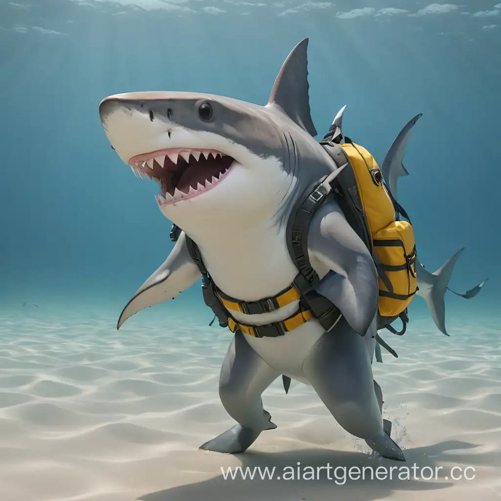 Shark-Wearing-Backpack-Underwater