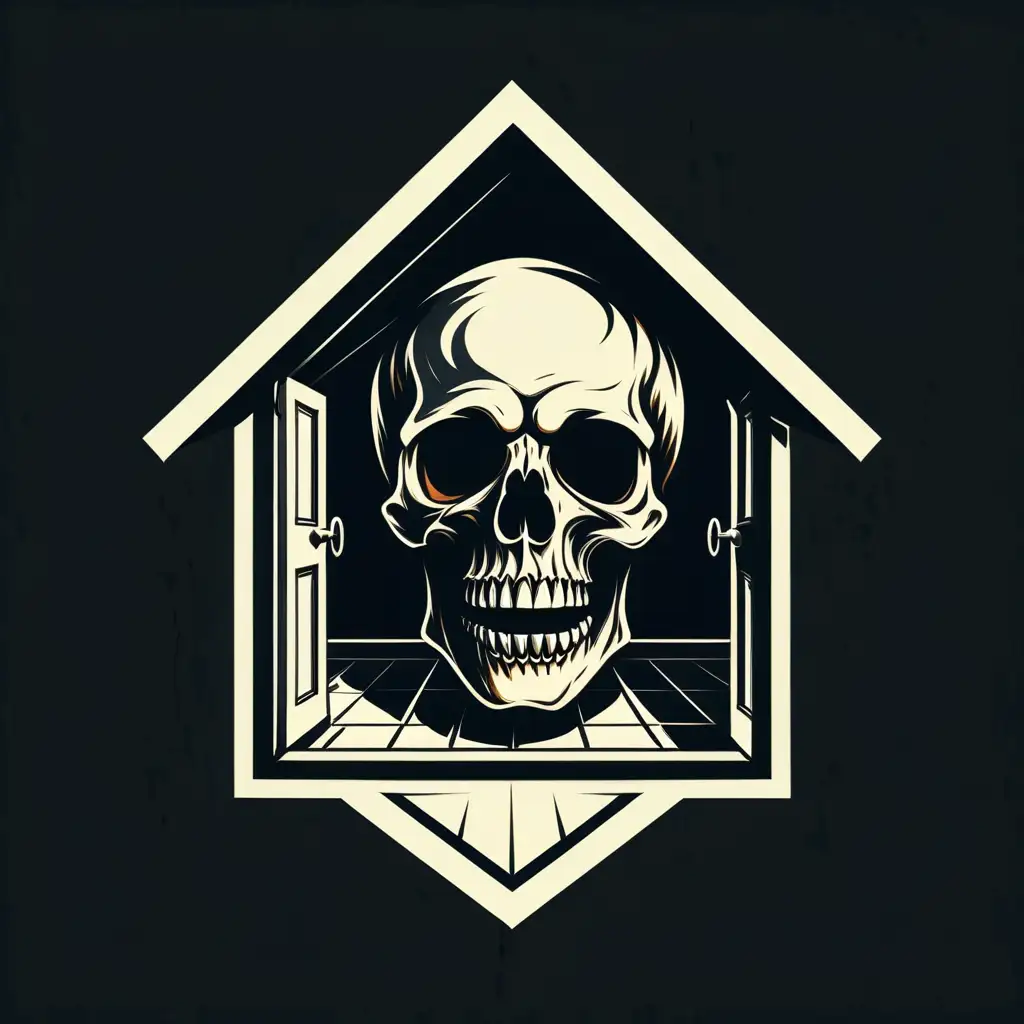 Eerie Skull Nestled in House Unique Vector Logo Design