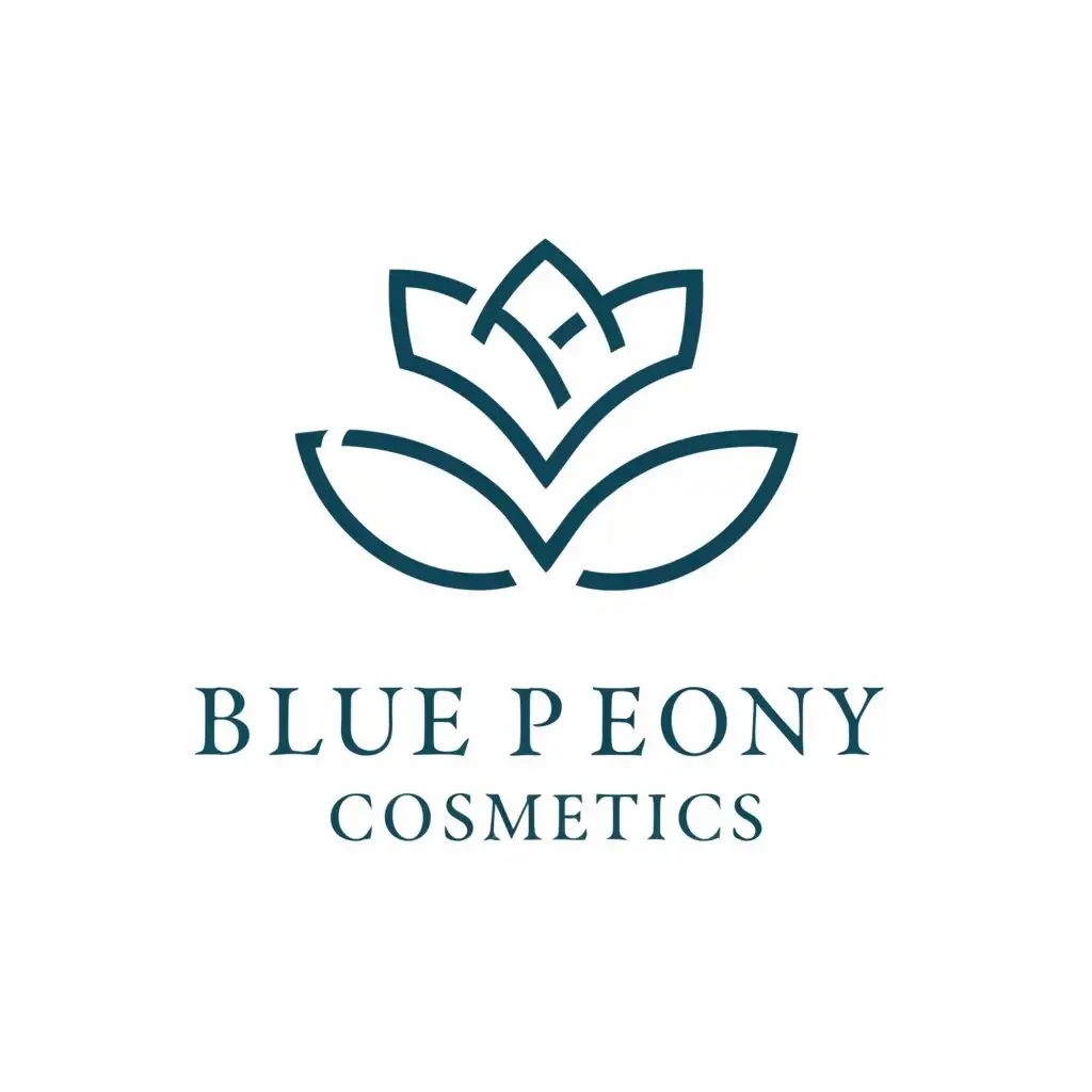 LOGO-Design-For-Blue-Peony-Cosmetics-Elegant-White-Peony-Emblem-for-Beauty-Spa-Industry