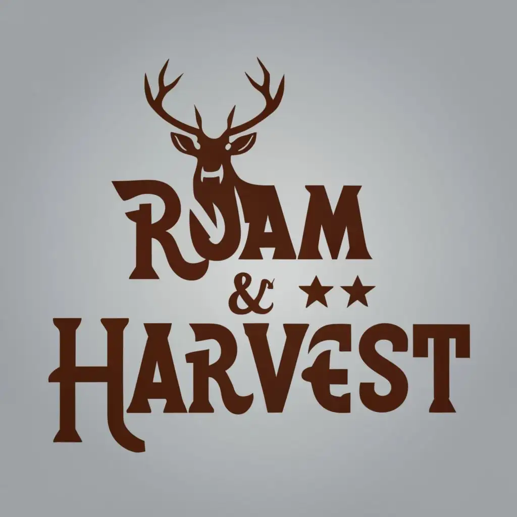logo, Stag or elk, with the text "Roam & Harvest", typography, be used in Travel industry