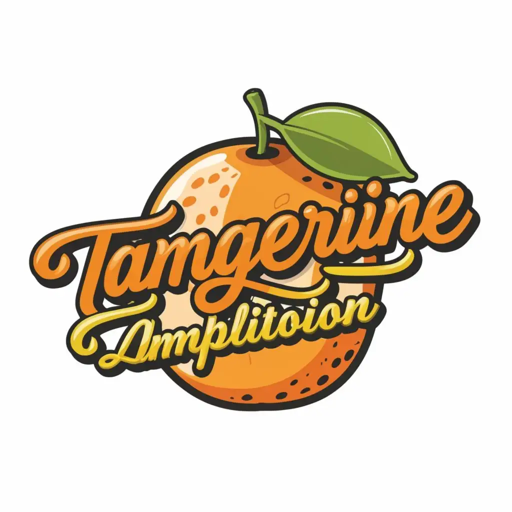 logo, tangerine, with text "tangerine amplification", typography, tasty, juicy