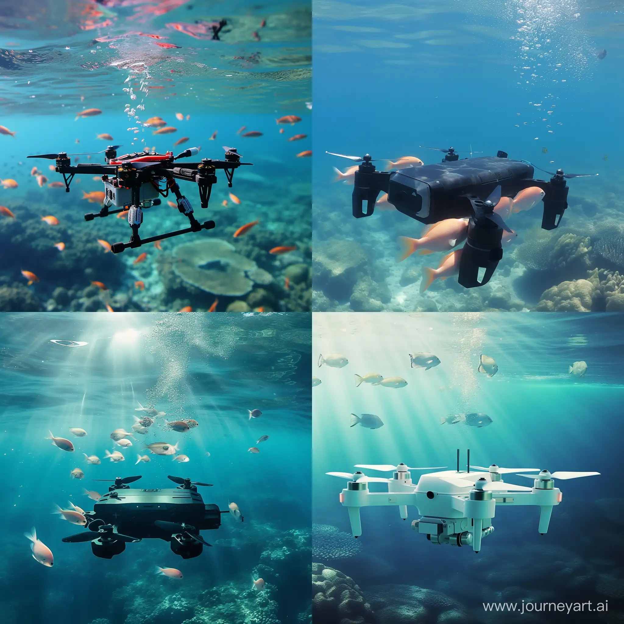 make a underwater drone that searches for fish