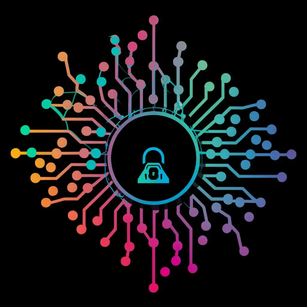 a logo design,with the text "Locksmith", main symbol:A lock with a black background with bright accents maybe electric blue and magenta,complex,clear background