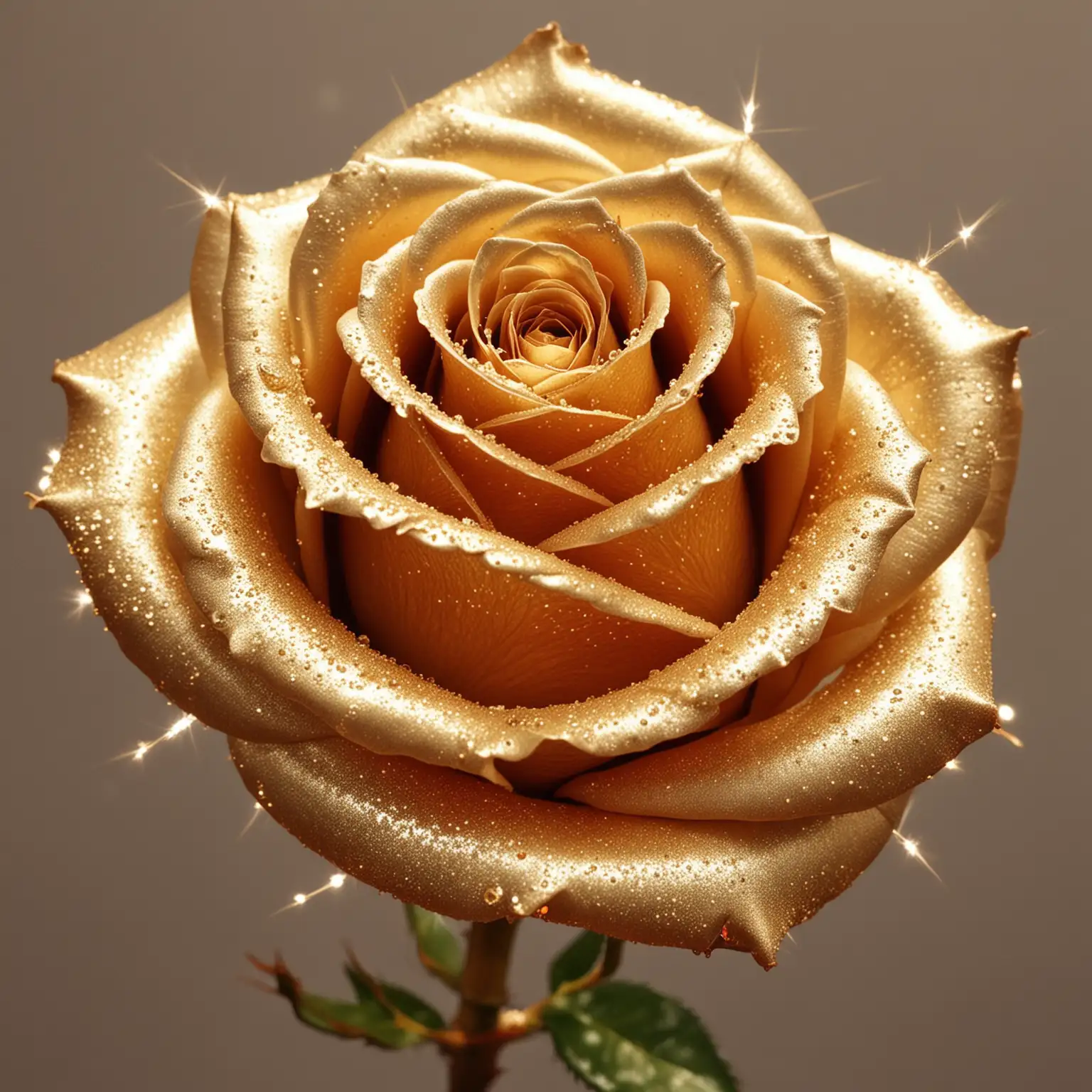 Glistening Gold Rose with Glittering Sparkles