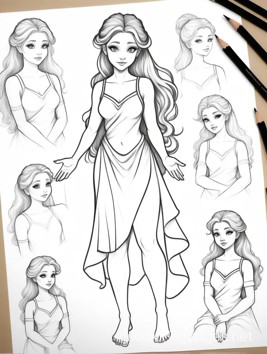 Whimsical-Goddess-Ariana-Sketches-Coloring-Page-for-Kids