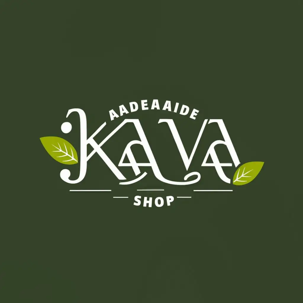 a logo design,with the text "Adelaide Kava Shop", main symbol:We need a logo design for beverage company called "Adelaide Kava Shop"This is a kind of drink, in fact it's a Fijian traditional drink. Like alcohol but nonalcoholic. Fijians and Indo-Fijians use this drink in ceremonies and for social gathering.The logo should be word typographic with the word "Kava" Kava Leaf,Minimalistic,clear background
