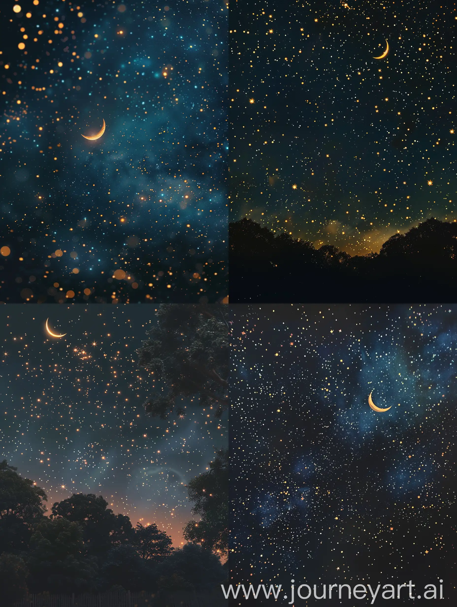 Starry-Night-Sky-with-Crescent-Moon-in-UltraRealistic-Canon-EOSID-X-Mark-III-DSLR-Capture