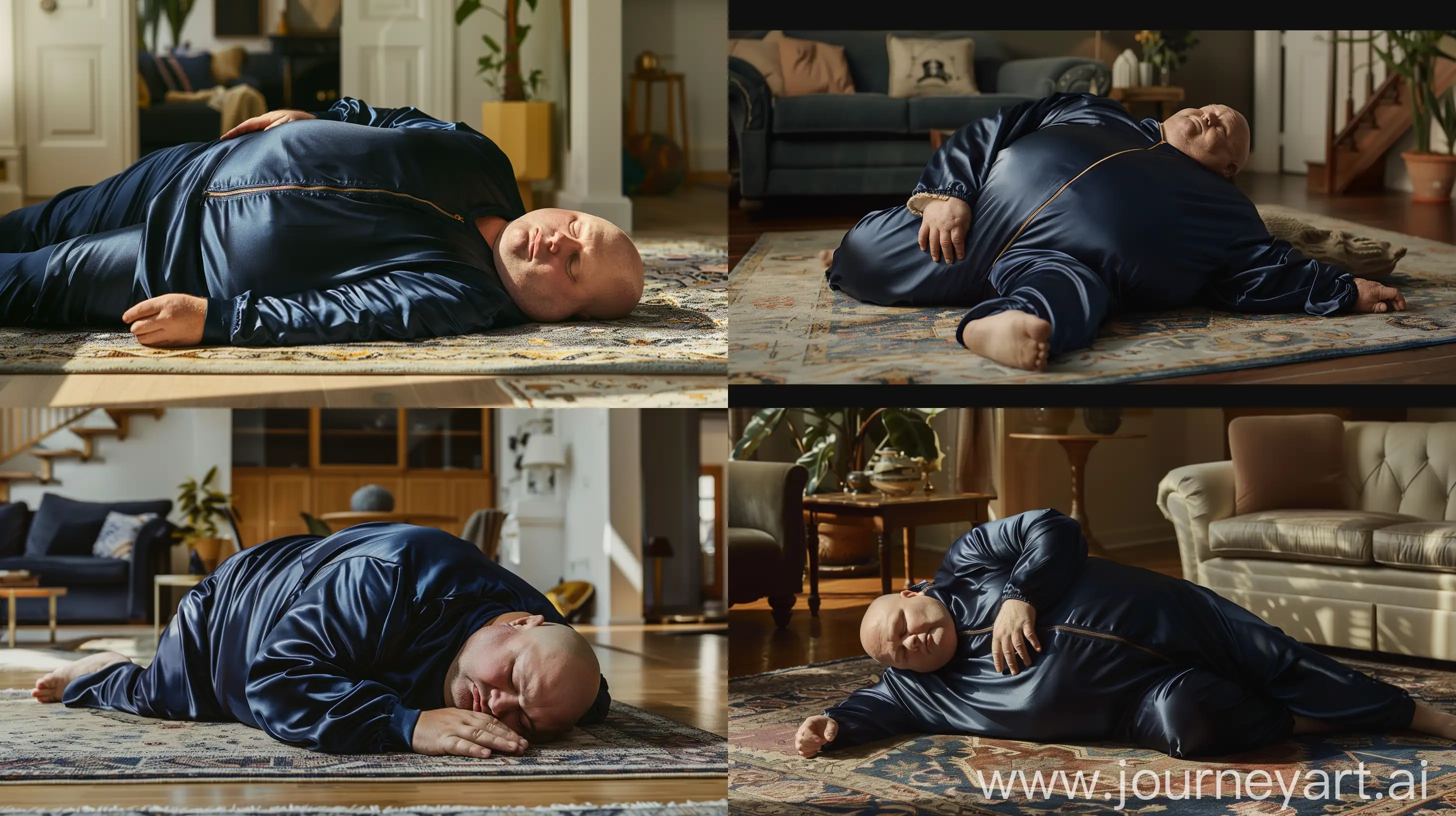 Elderly-Man-Relaxing-in-Silk-Navy-Blue-Tracksuit-in-Sunlit-Living-Room