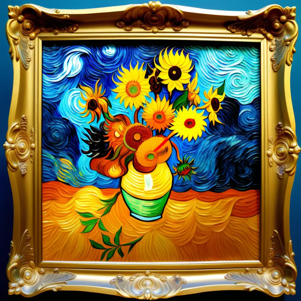 Subtle Flower Frames Van Gogh Style Floral Painting