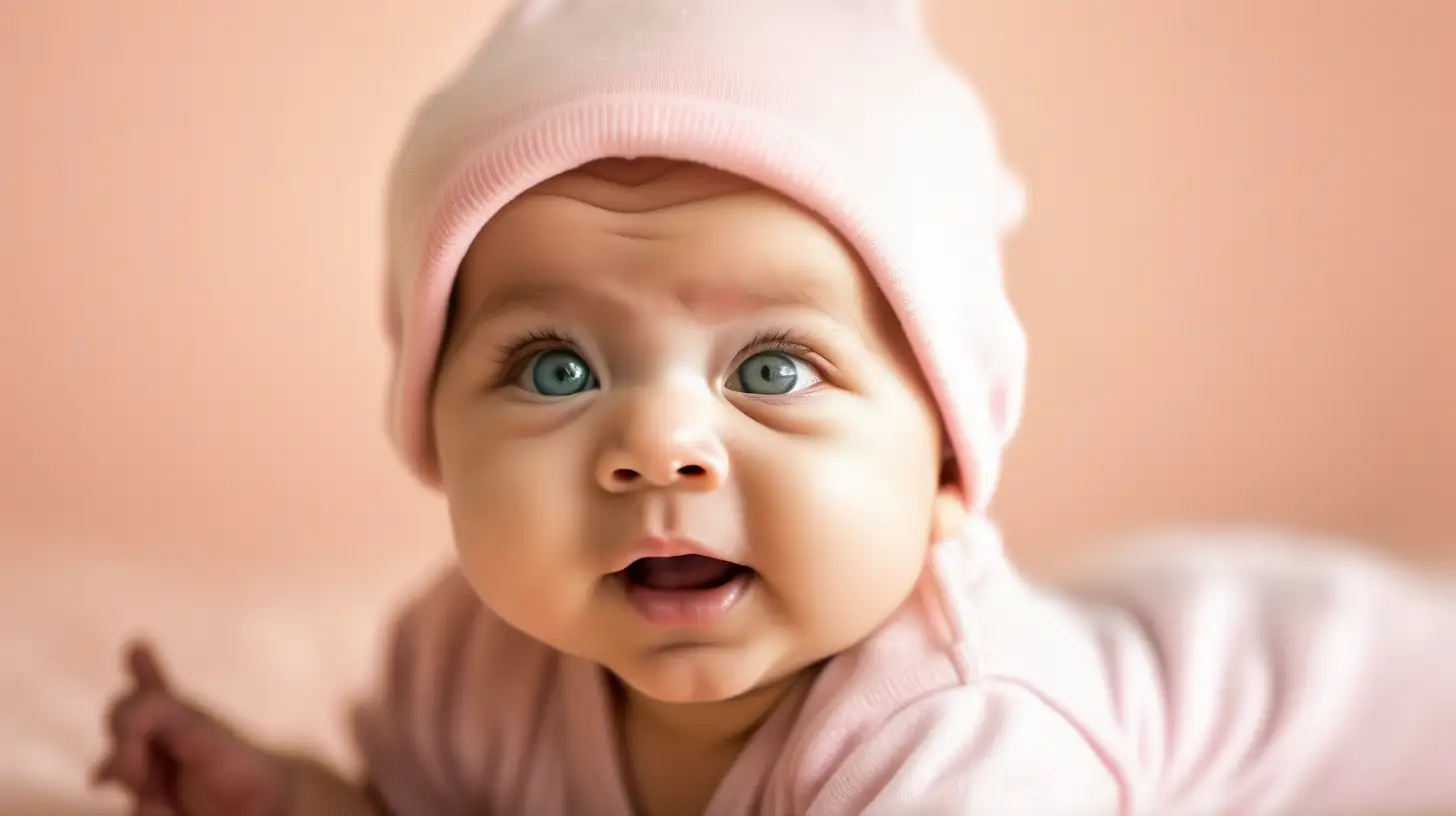 Joyful Baby with Mesmerizing Eyes on Pastel Background