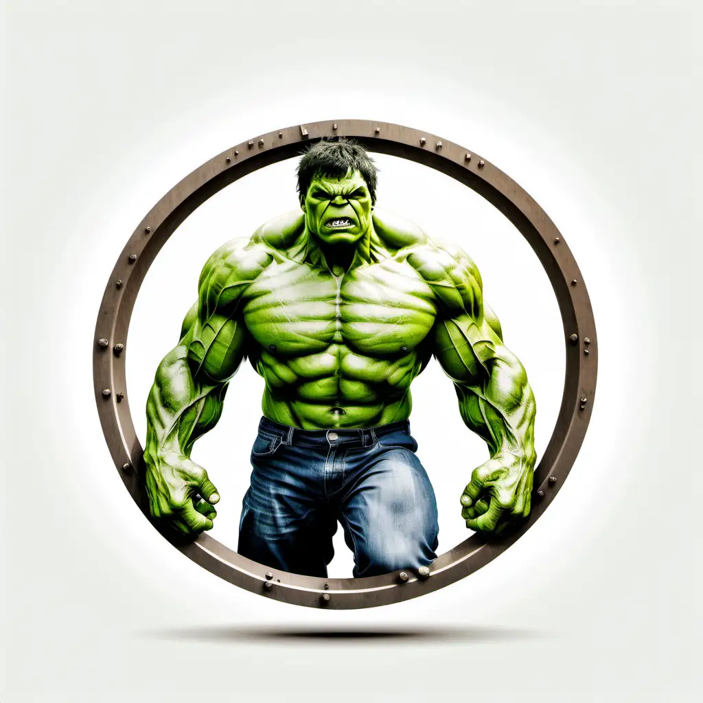 Powerful Hulk Illustration in Circular Isolation