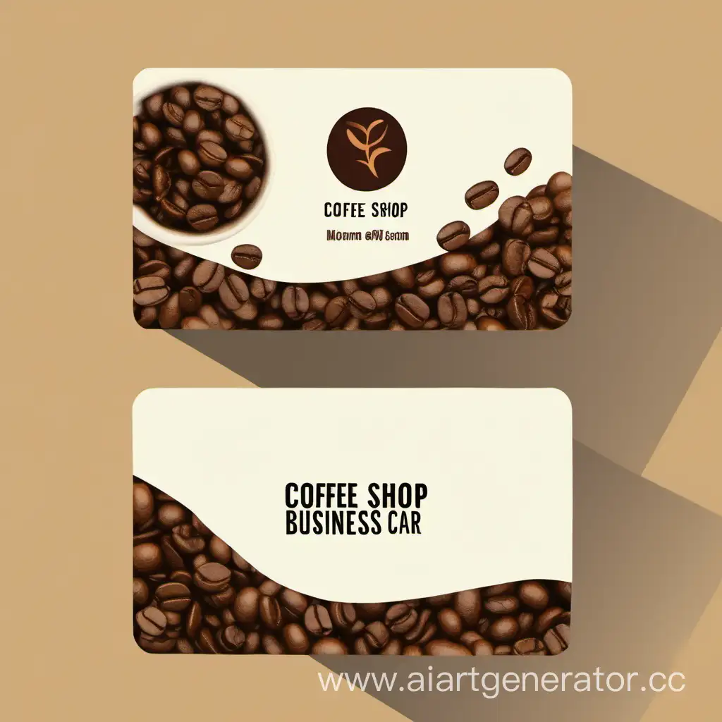 визитка кофейни, запах кофе, зерна кофе, кружка с кофе