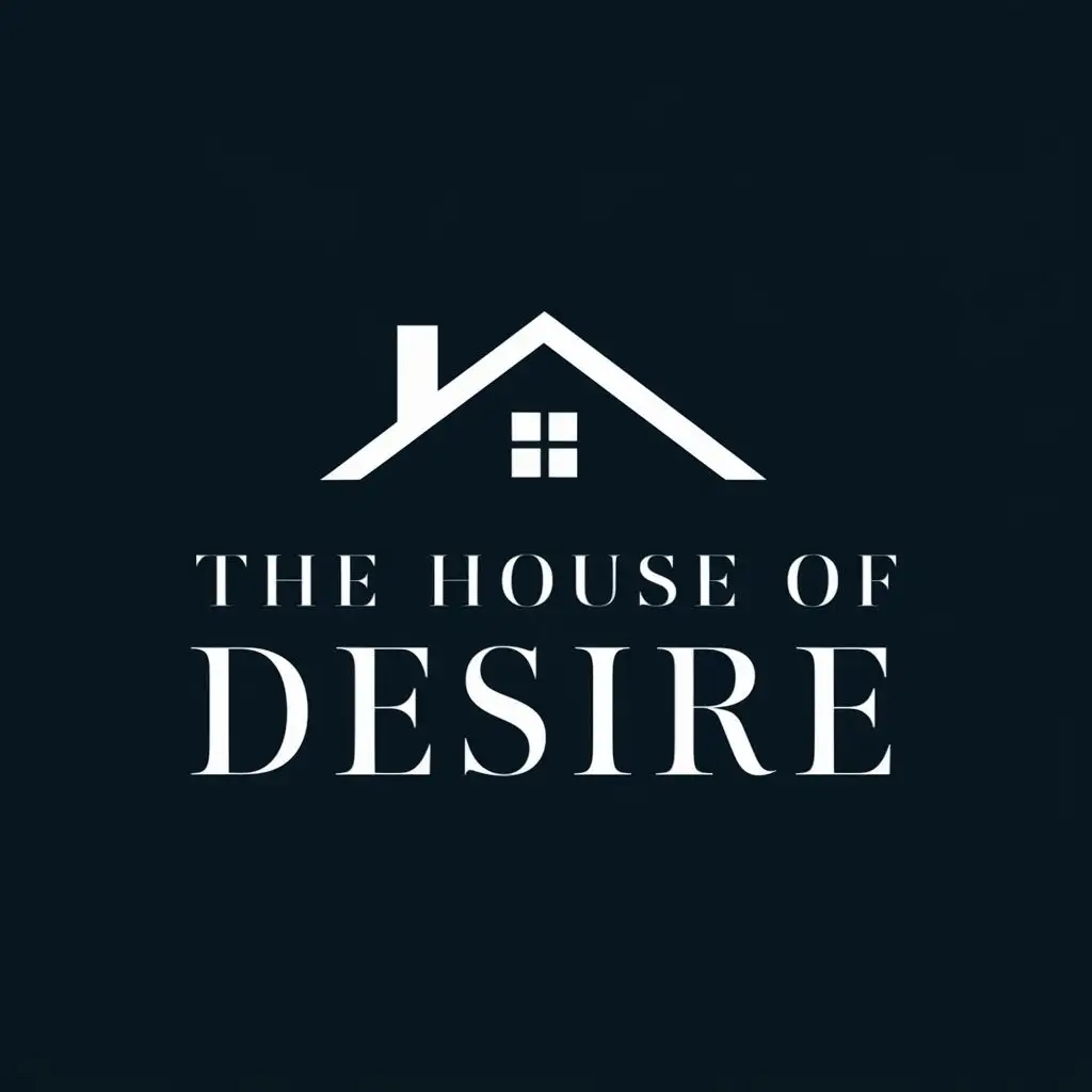 logo, house, with the text "The house of desire", typography