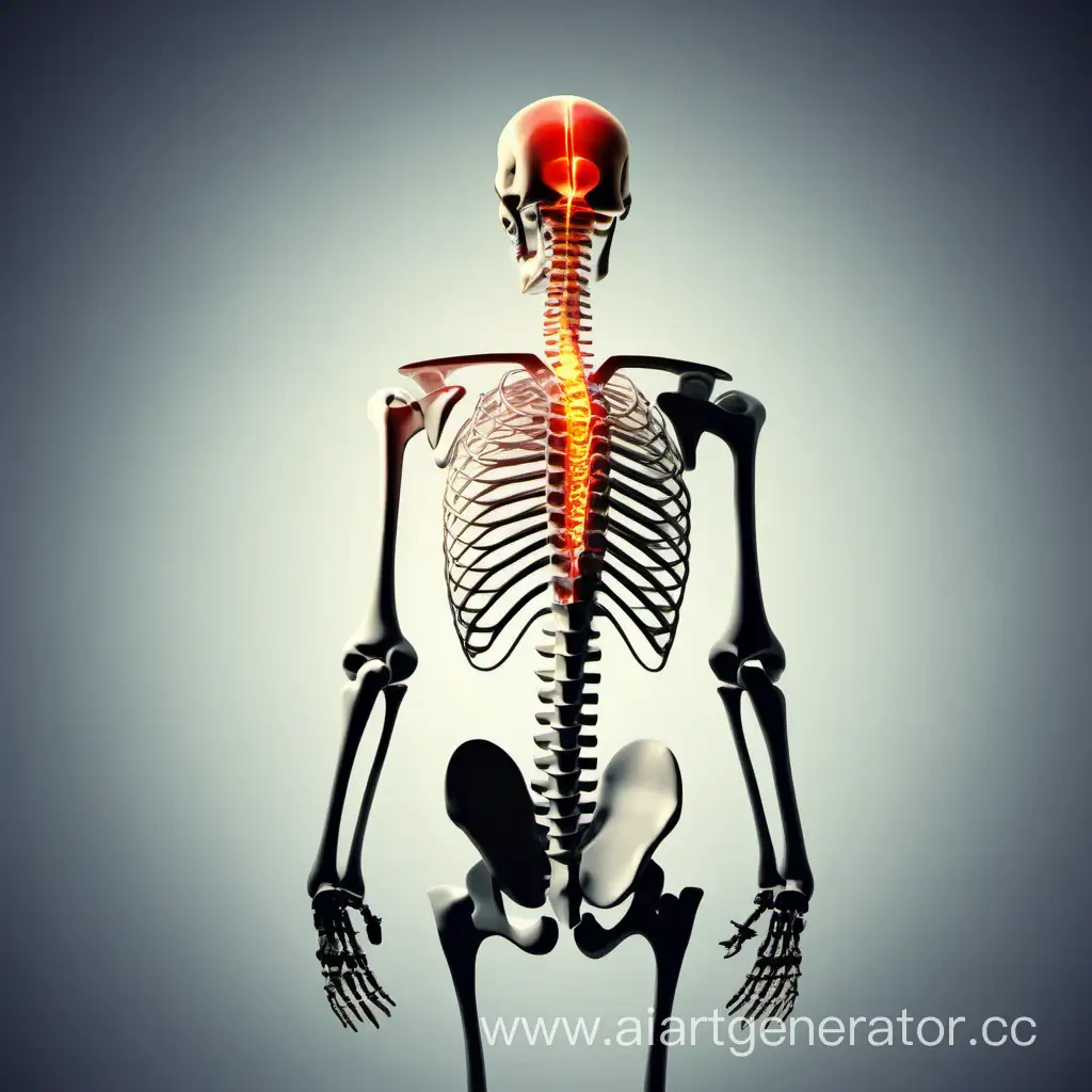 скелет человека показывающий боль в спине
