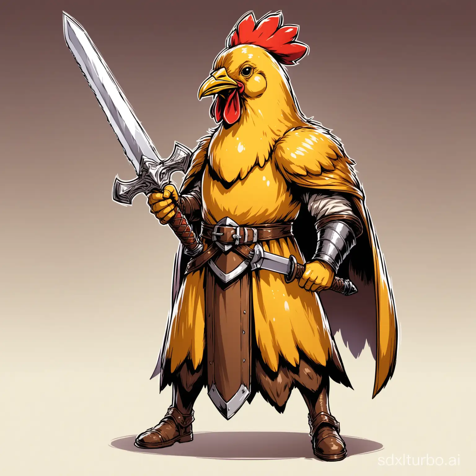 Adventurous-Human-with-Chicken-Head-Wielding-Sword-DD-Character-Art
