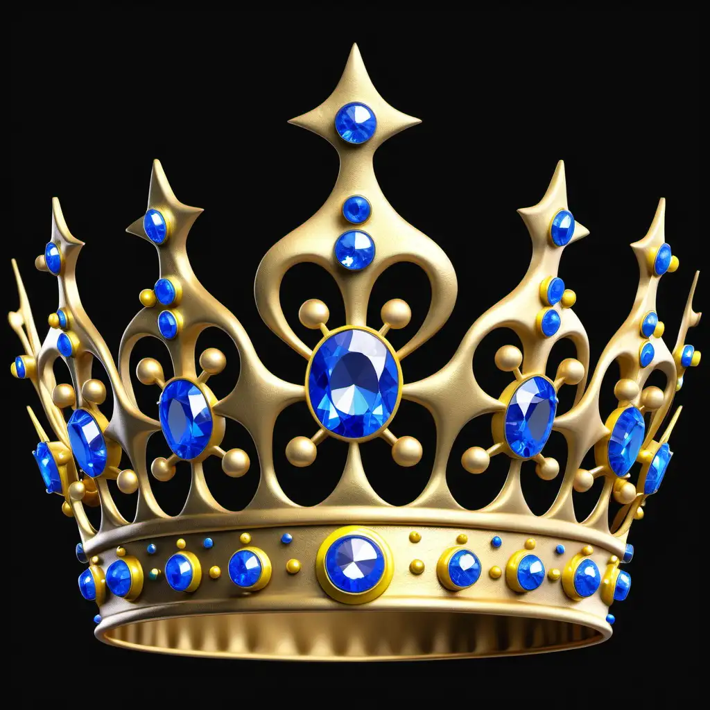 Regal Gold Crown with Blue and Yellow Jewels on a Stylish Black Background