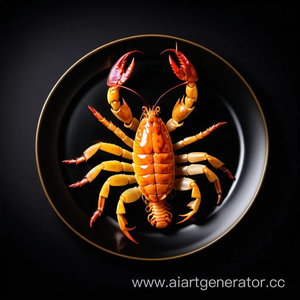 Exquisite-Michelin-Star-Cuisine-Presentation-Scorpion-Delicacy-on-Elegant-Black-Plating