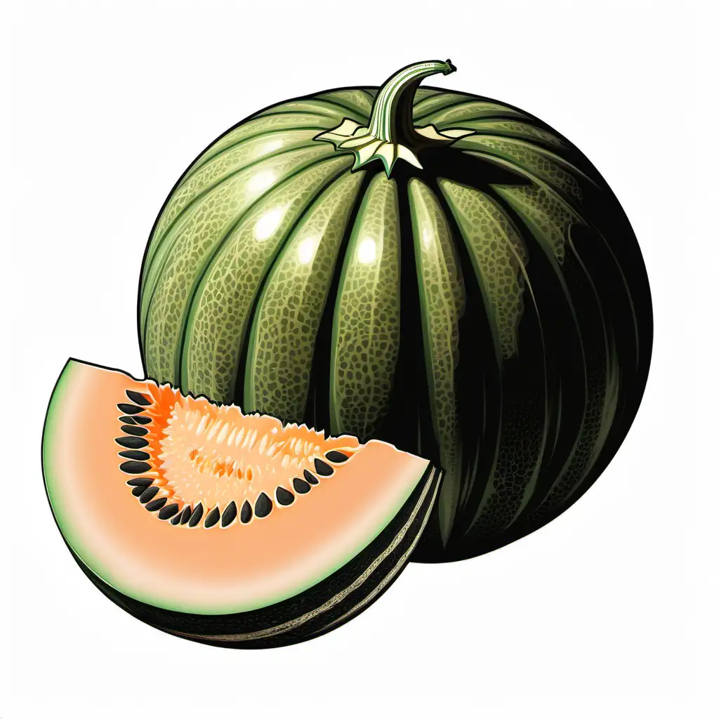 illustration, thick black lifework
Royal melon, melon, regal melon