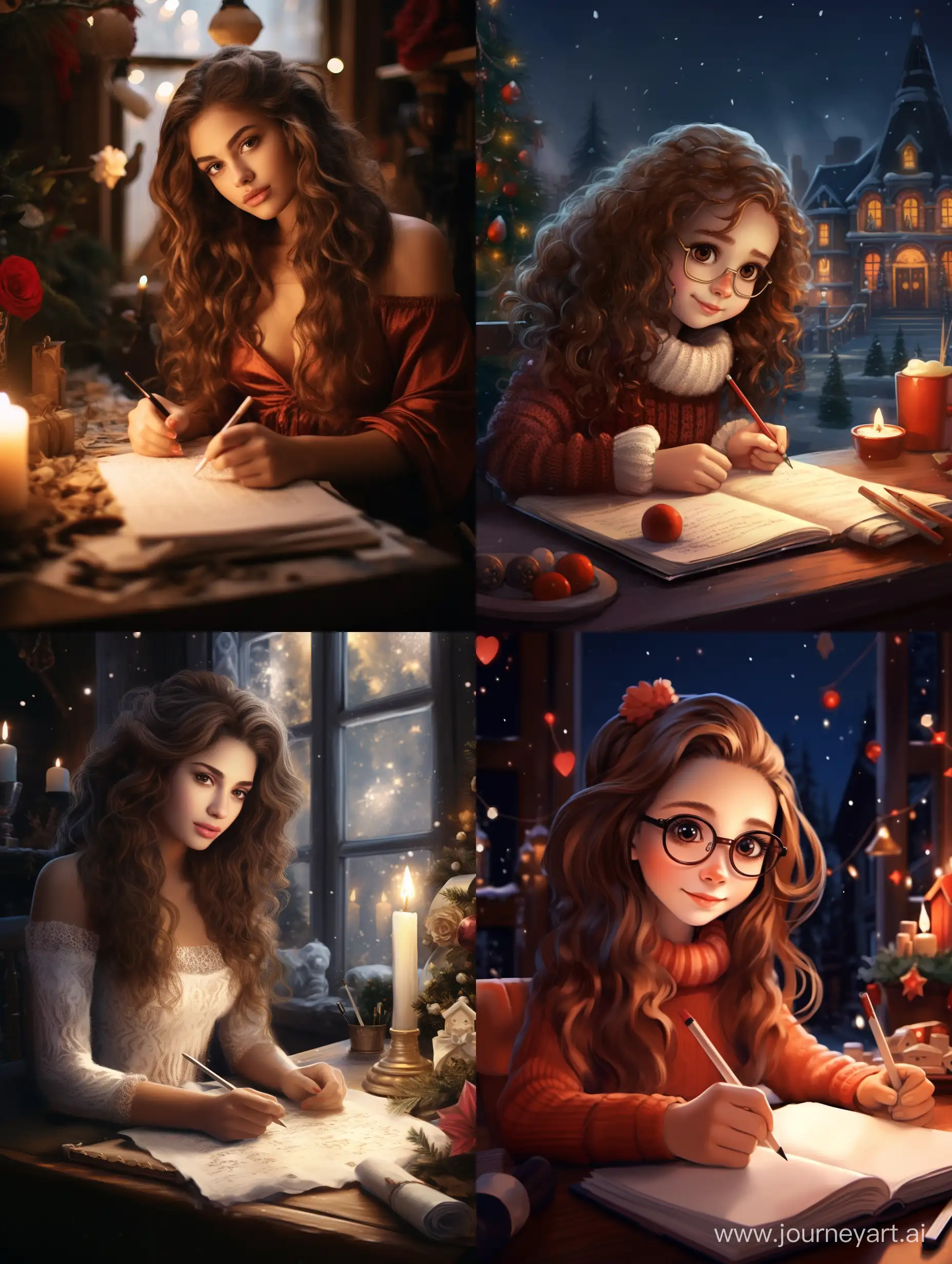 European-Girl-Crafting-Festive-Christmas-Greeting