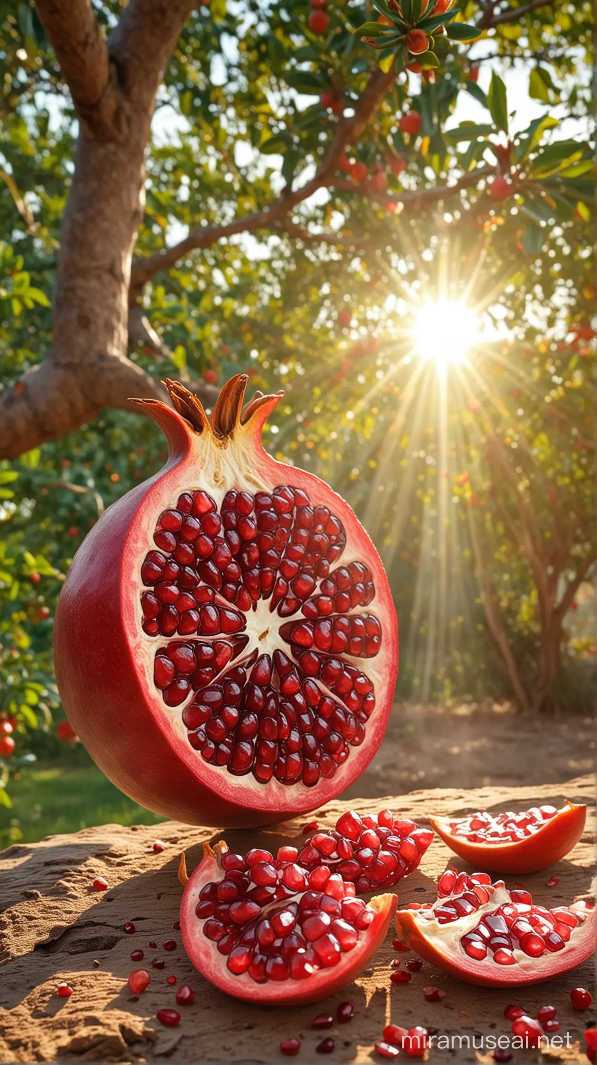 Stomach Diagram with Pomegranate Tree in Natural Background