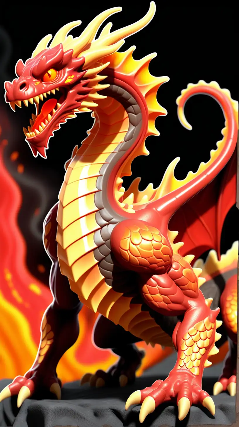 Fiery Red and Molten Gold Dragon Sticker Intense Lava Creature Decal