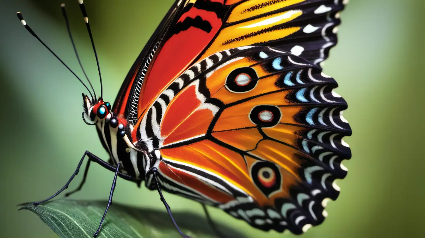 "Capture the intricate patterns and vibrant colors of a butterfly's wings up close, showcasing nature's artwork."