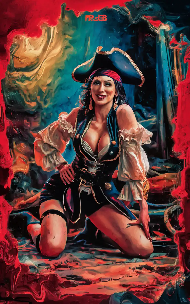 Sultry-Pirate-Seductively-Poses-in-NeoExpressionist-Oil-Painting