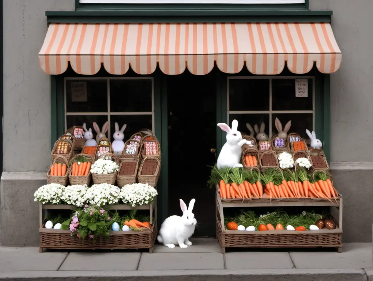 Adorable Easter Bunny Delivers Chocolates and Carrots on Sidewalk