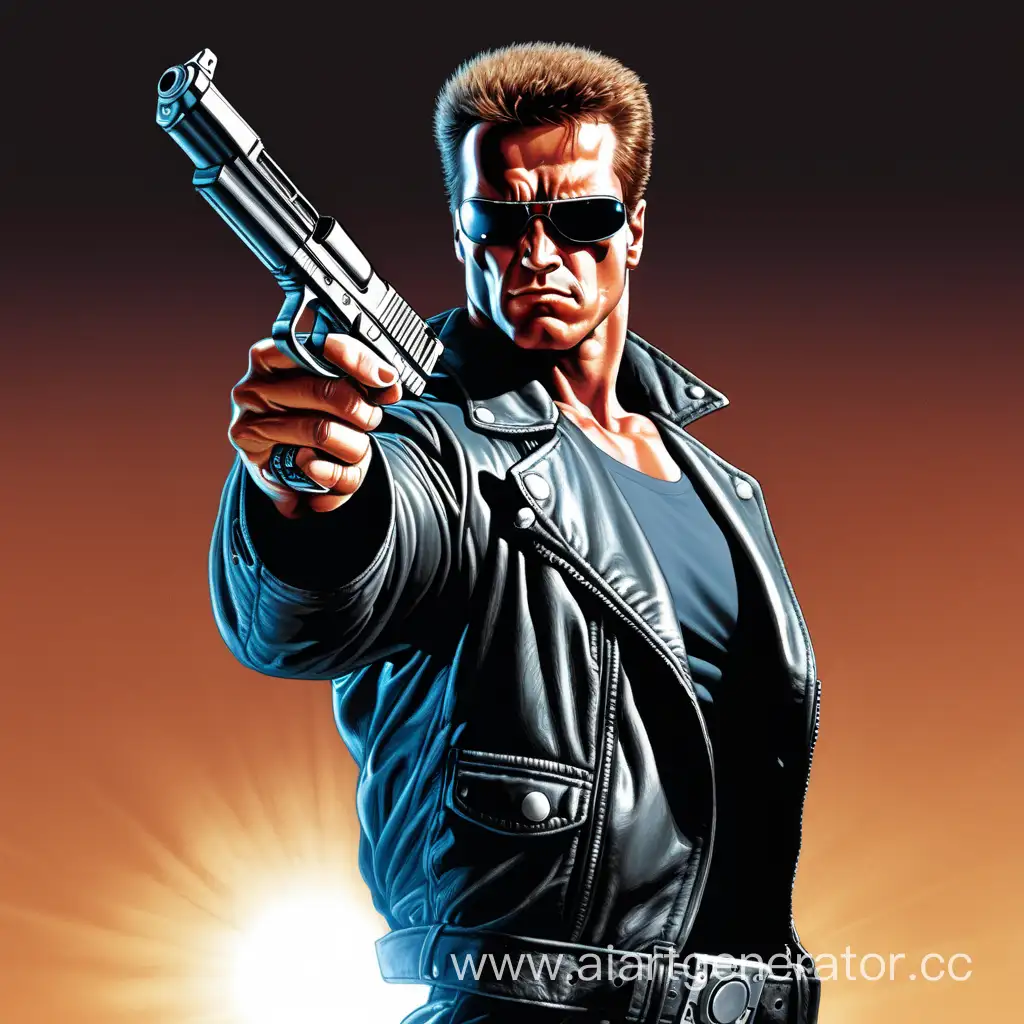 Terminator-with-Gun-Flying-through-the-Sky