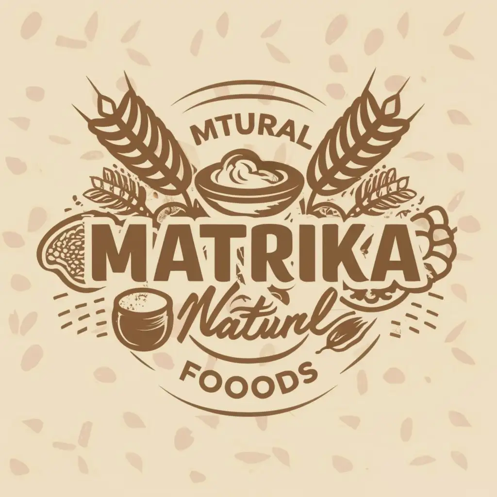 logo, wood press oil,  grains, flour, and pulses, ensuring the logo remains relevant and adaptable in a competitive market., with the text "MATRIKA Natural Foods", typography, be used in Restaurant industry. make it clean and simple