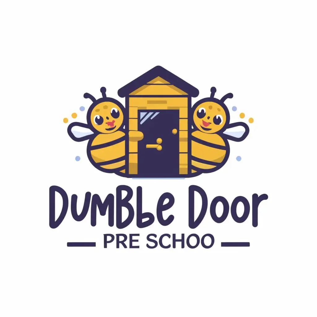 Logo-Design-For-Dumble-Door-Pre-School-Buzzing-Bees-Inspiring-Kids-Education-on-a-Clear-Background