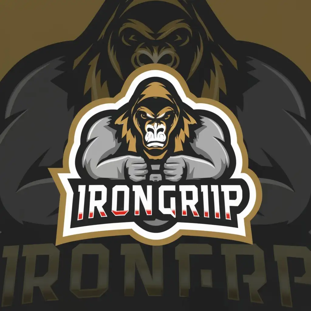 a logo design,with the text "irongrip", main symbol:gorilla,Moderate,clear background