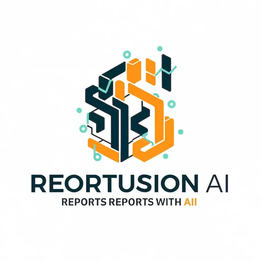 logo, Clustering and predicting reports made easy with AI, with the text "Reportfusionai", typography, be used in Finance industry