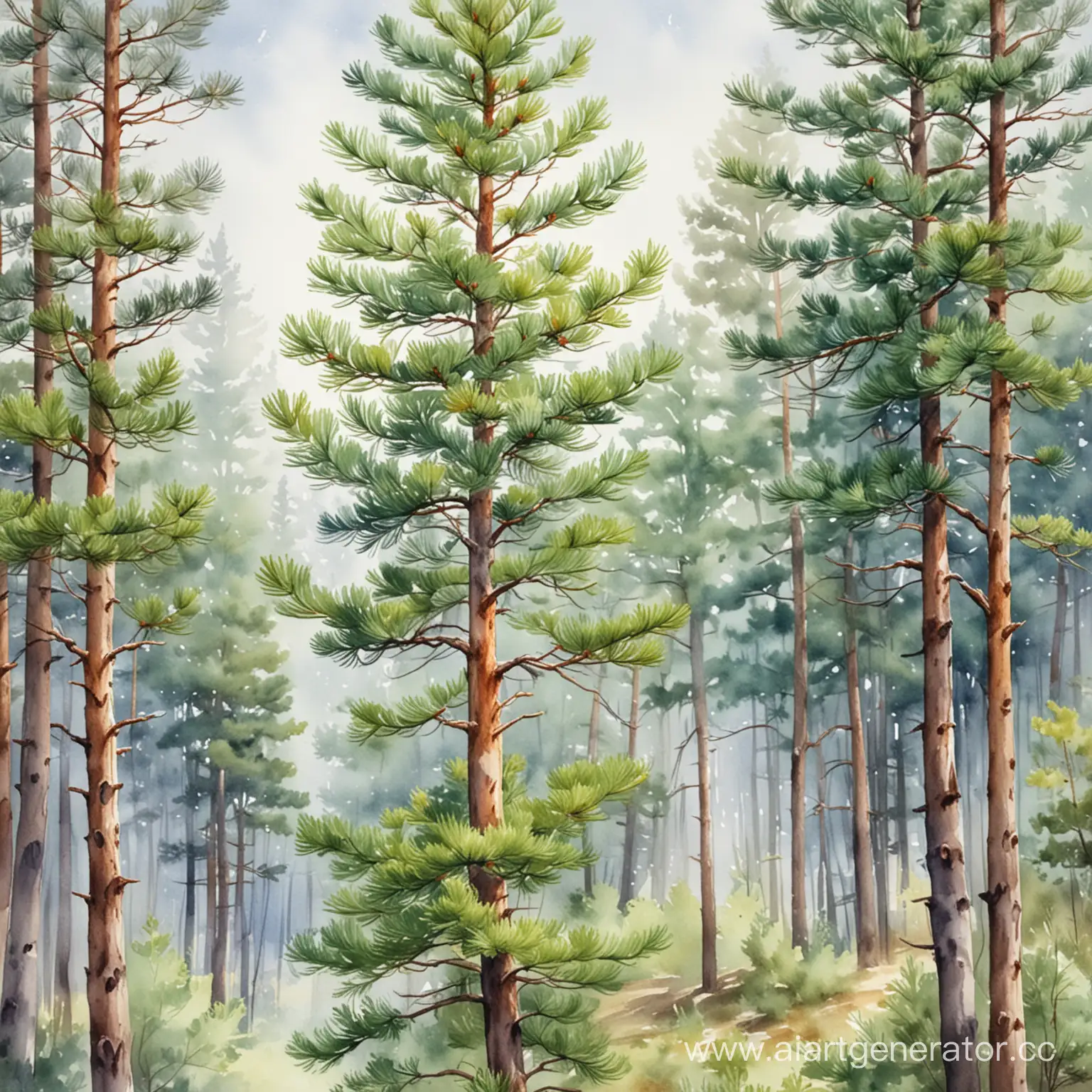 Delicate-Spring-Watercolor-Pine-Forest-Tranquil-Scene-in-Soft-Hues