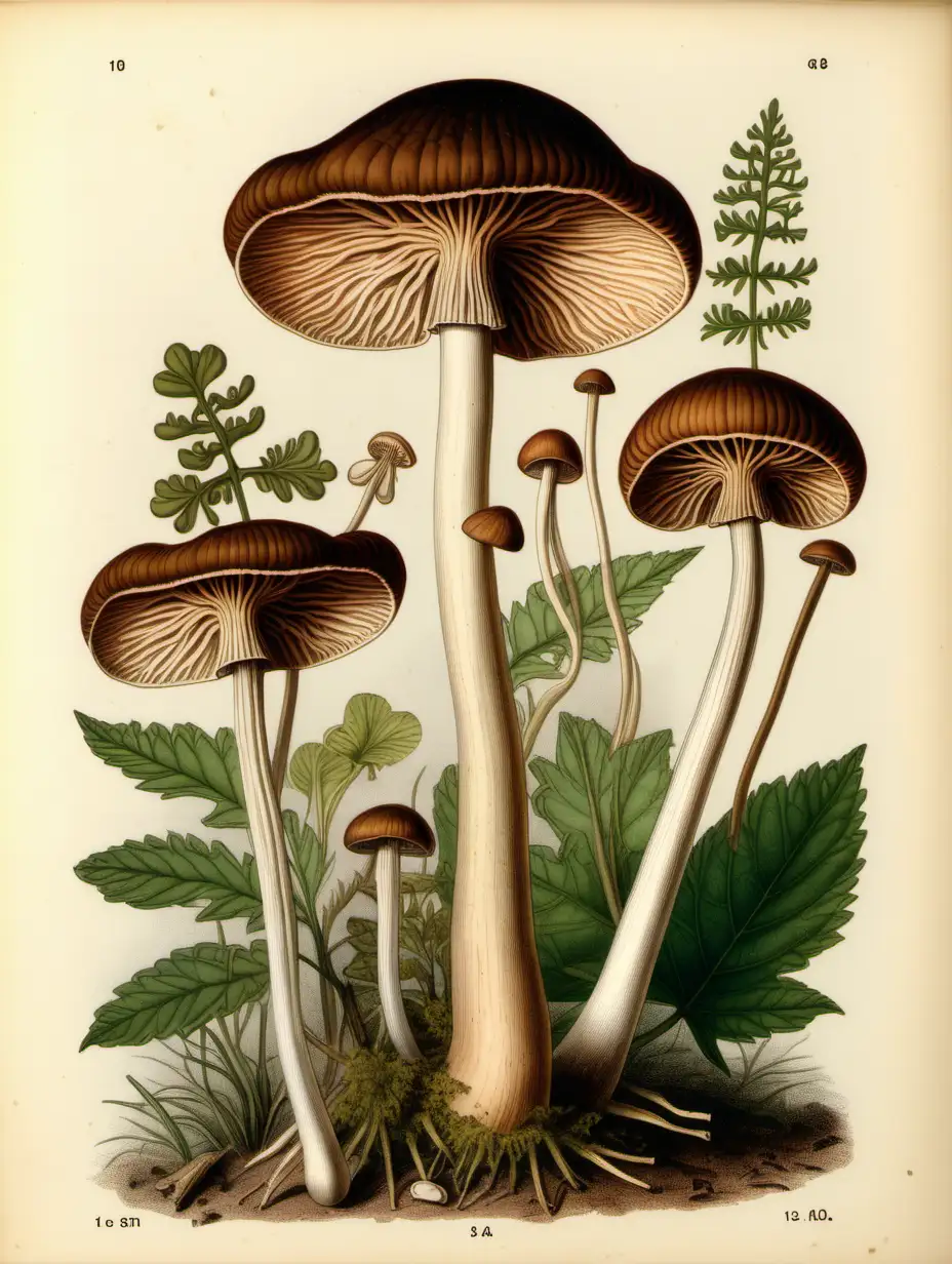 Botanical Illustration of Psilocybe Azurescens
