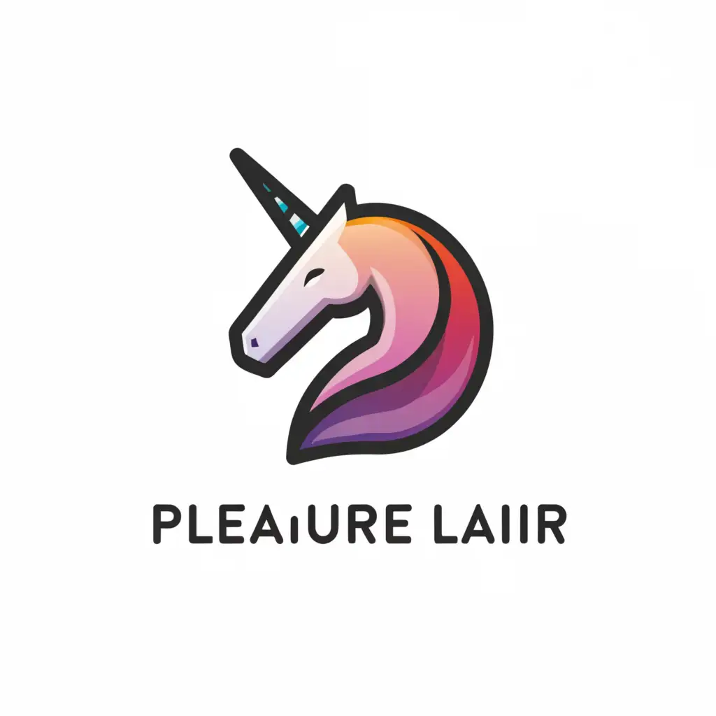a logo design,with the text "Pleasure Lair", main symbol:unicorn,Minimalistic,clear background