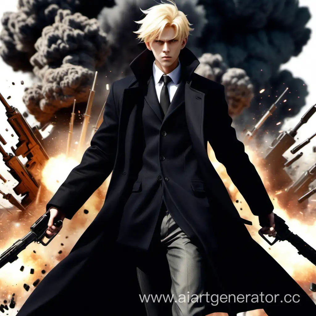 Tall-Blond-Man-with-Weapons-Amid-Explosions