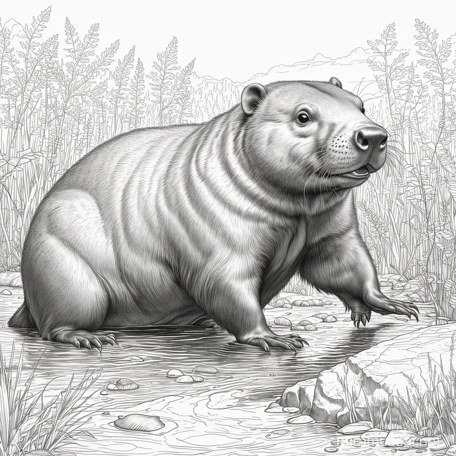 coloring image of a giant beaver