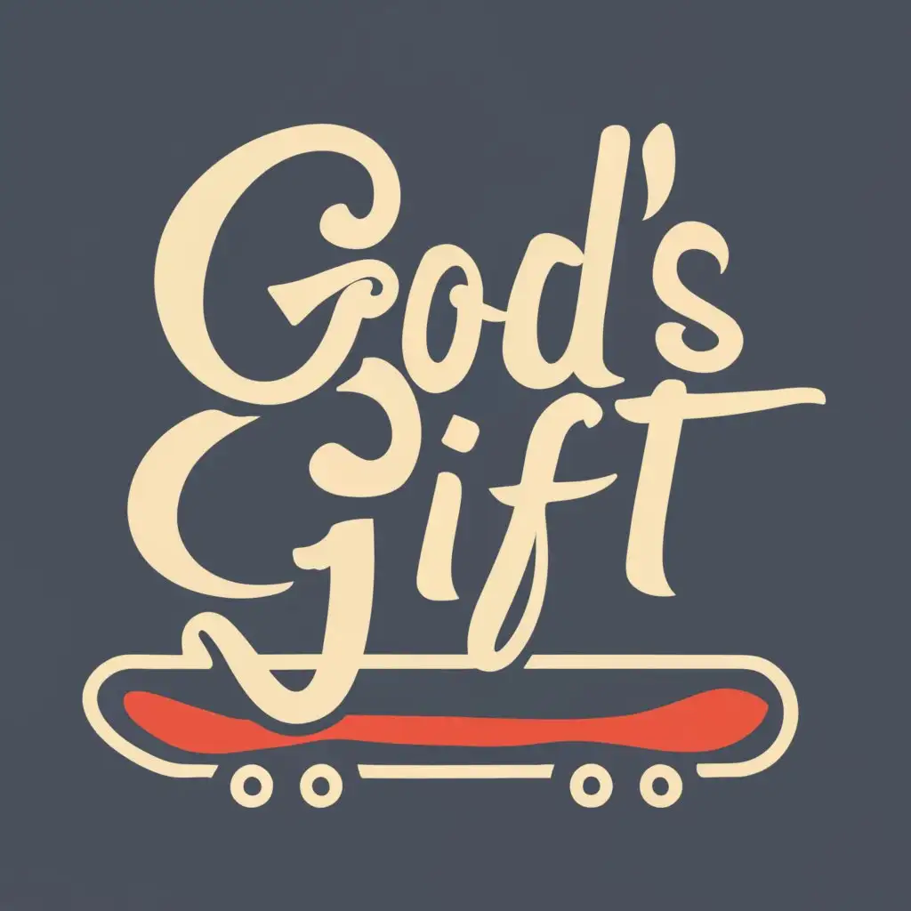 logo, Skateboard, with the text "God's Gift", typography