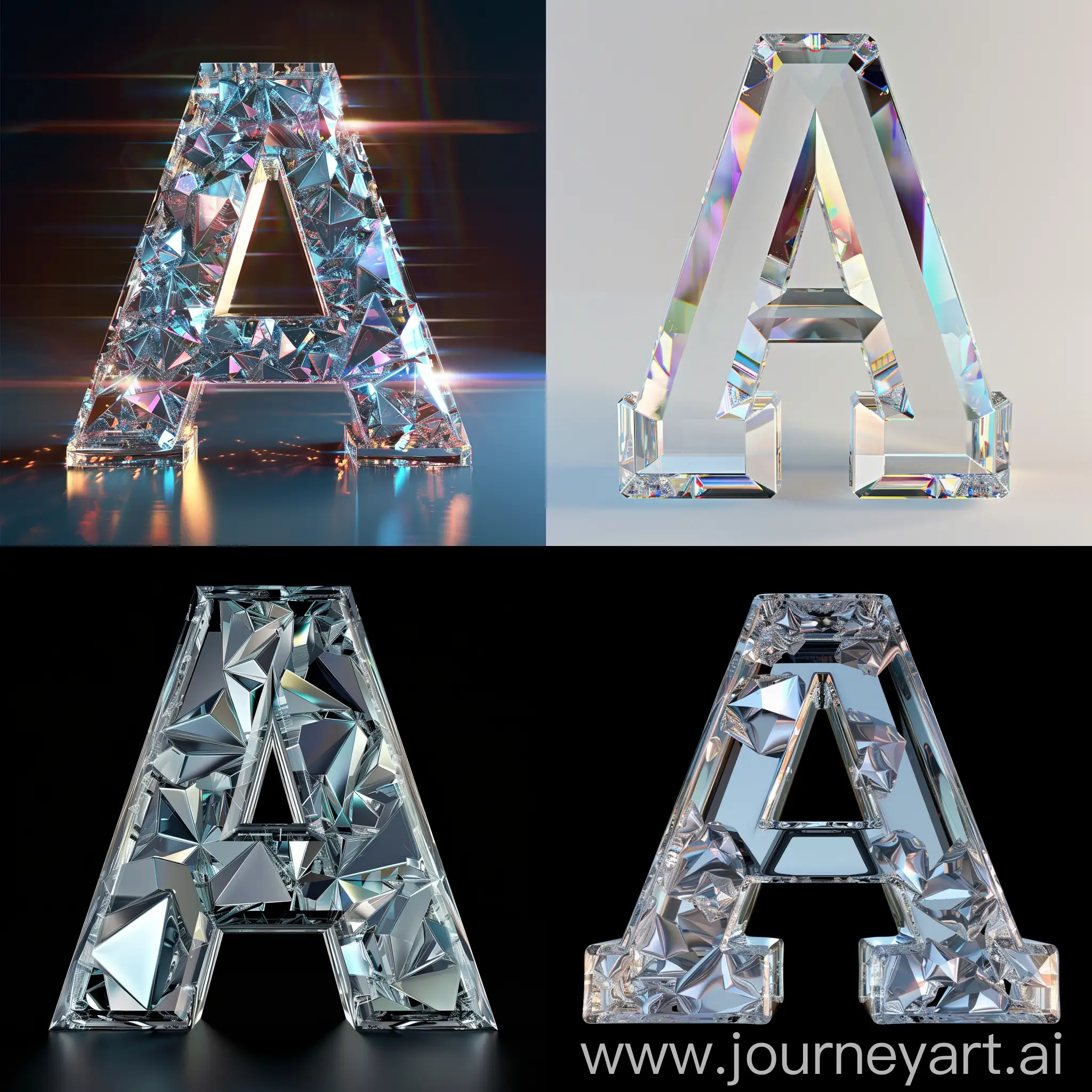 玻璃质感3D立体元素鲜艳的英文字母A图