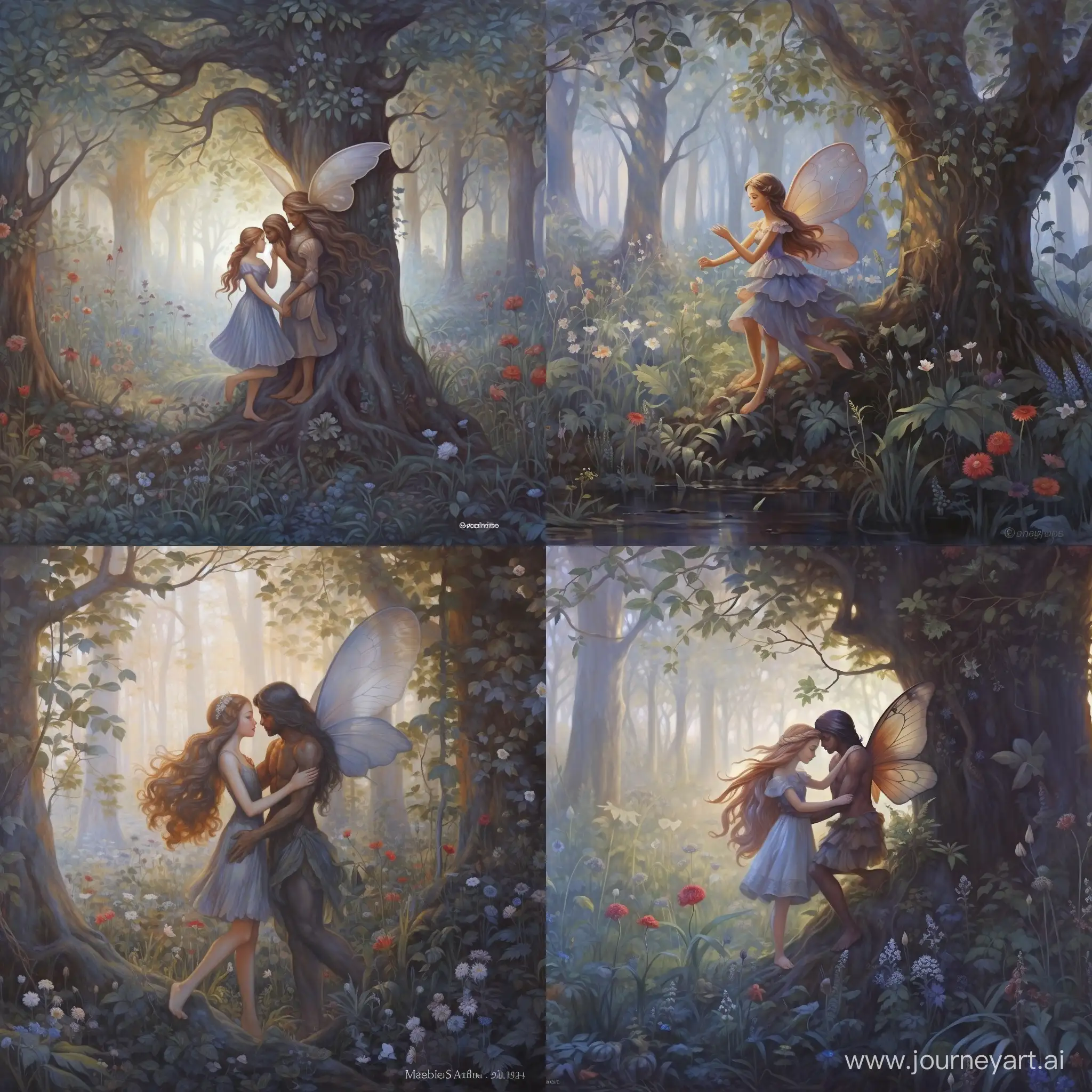 Enchanting-CloseUp-Satyr-and-Nymph-Embraced-in-a-Magical-Forest
