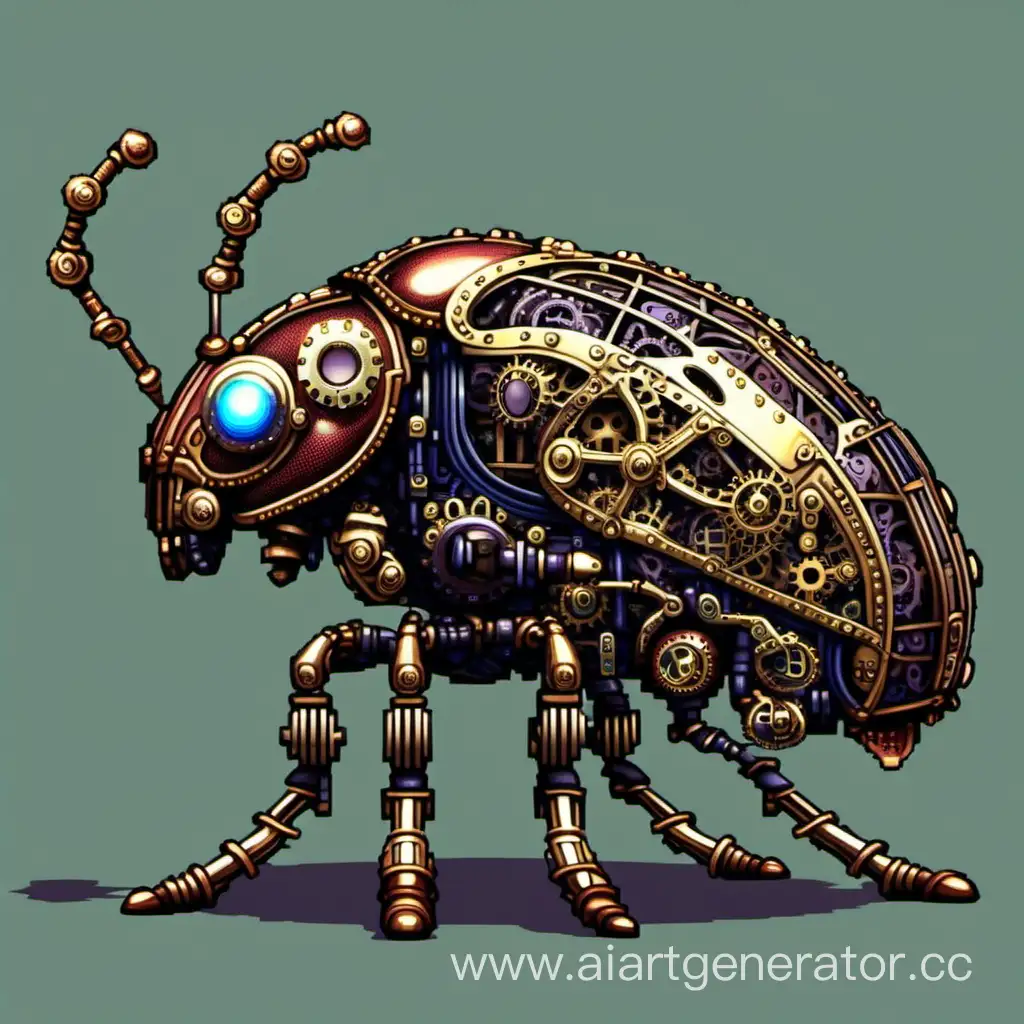 Steampunk-Fantasy-Beetle-Pixel-Art-Animated-Side-View