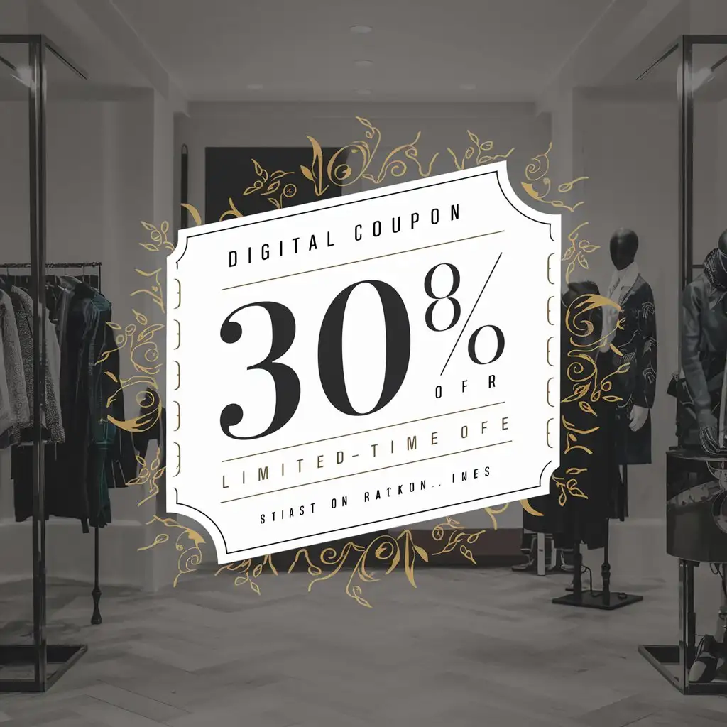 сгенерировать купон на 30% скидку покупателю в бутике одежды