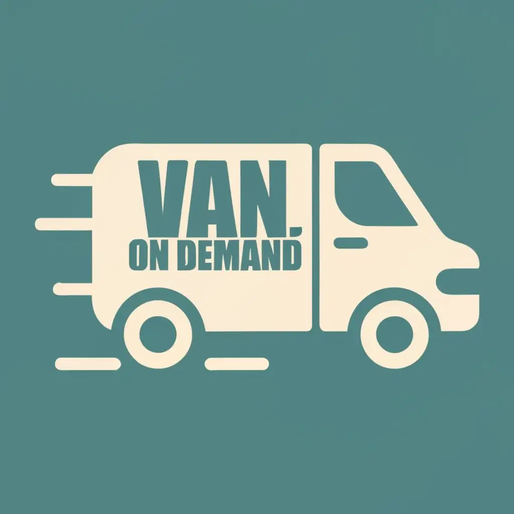 logo, Van, Van delivery service, Spell out the brand name "Van on Demand", professional, minimalistic, make the truck a LUTON VAN, make it appear as if the van is driving at high speed, spell the brand name on the back of the van as if it's the cargo, with the text "Van on Demand", typography, be used in Automotive industry, same style different type of van, more minimalistic font