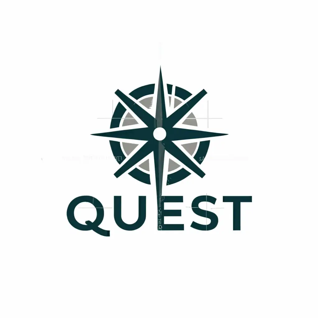 a logo design,with the text "Quest", main symbol:Compass,Moderate,be used in Events industry,clear background