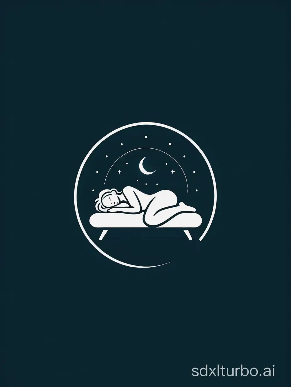 Design a captivating simple lines flat logo that embodies the concept of experiencing the best sleep of one's life. The logo should evoke feelings of comfort, bliss, and ultimate relaxation