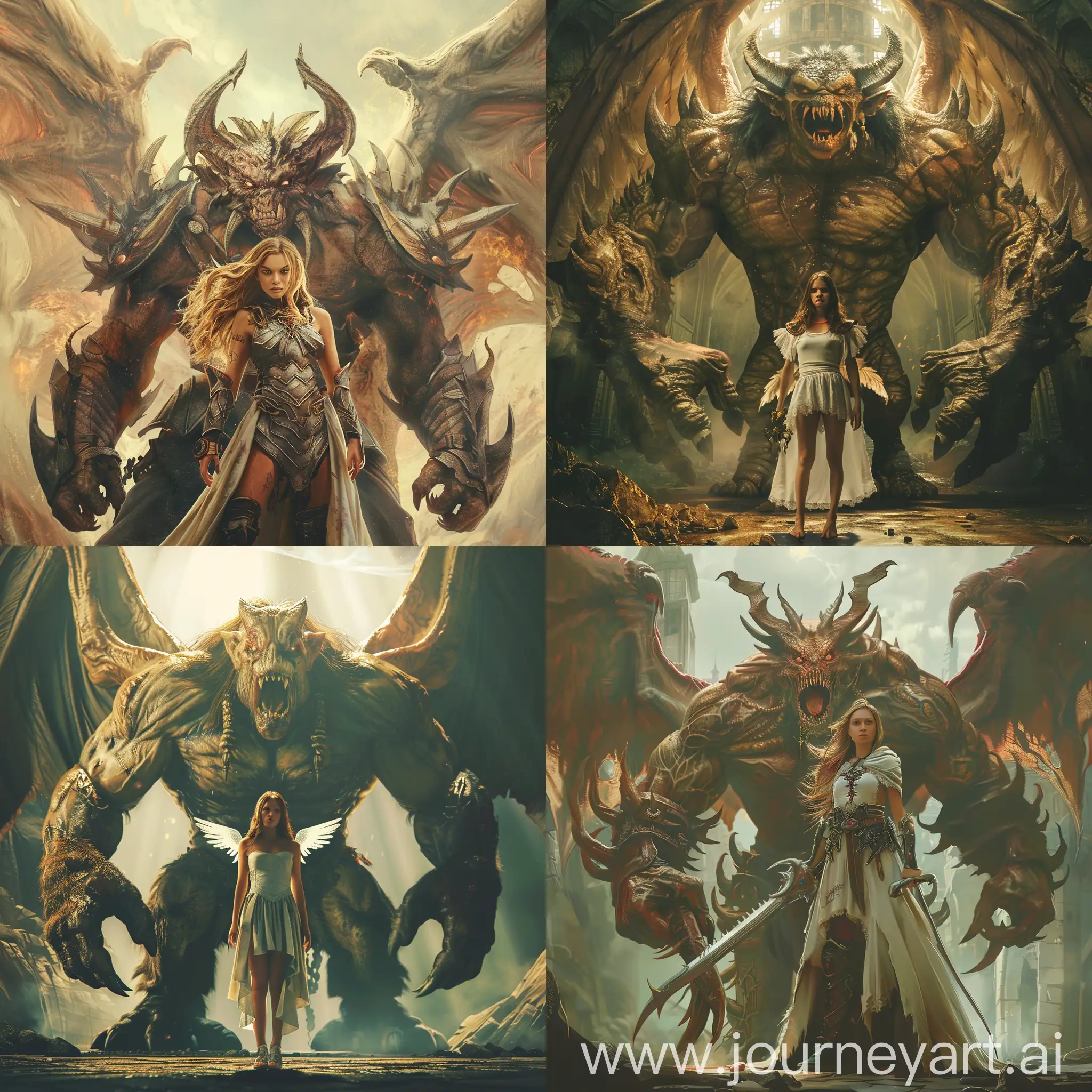 Courageous-Female-Angel-Warrior-Confronts-Monstrous-Evil-Demon