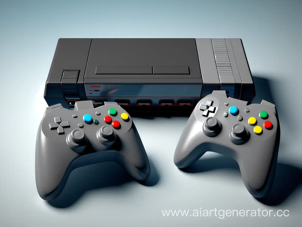 Vintage-Gaming-Console-Design-with-Classic-Controllers